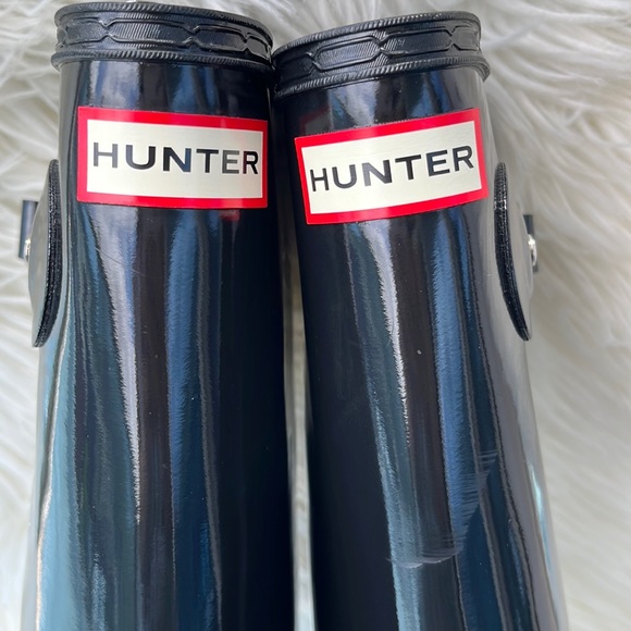 Hunter Original Black Gloss Tall Rain Boots - Picture 8 of 16